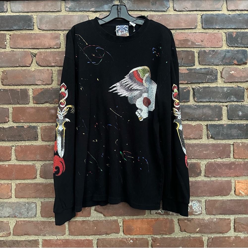 HAMA Thermal Skull Embellished Shirt Men's Sz 3X -46 Chest